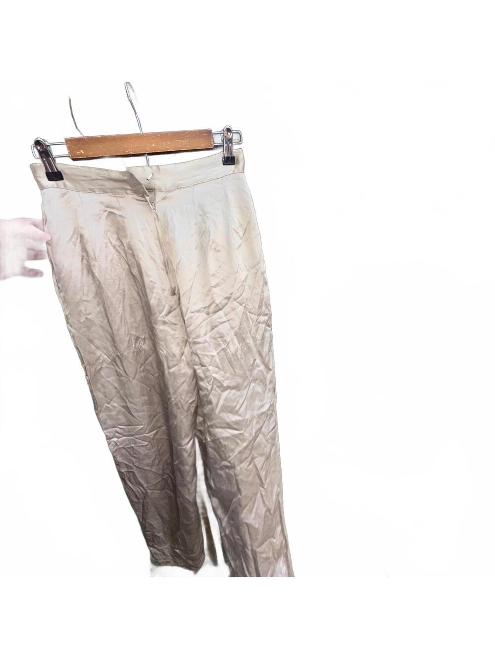 Paul Alexander Beige Silk Trousers Size 10 - Picture 3 of 8
